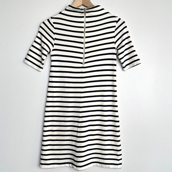French Connection Short Sleeve Mock Neck Striped Mini Dress Sz 4 Coastal - Picture 3 of 7